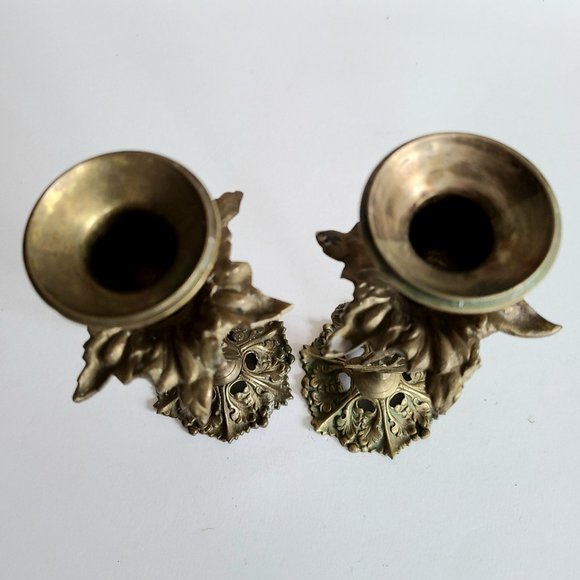 Set of 2 Vintage Brass Candleholders with Indian Dancers Figures. - Picture 6 of 7